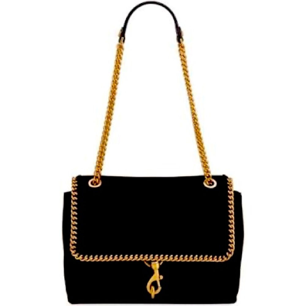 Rebecca Minkoff Edie Medium Woven Leather Shoulder Bag BLACK Authentic
